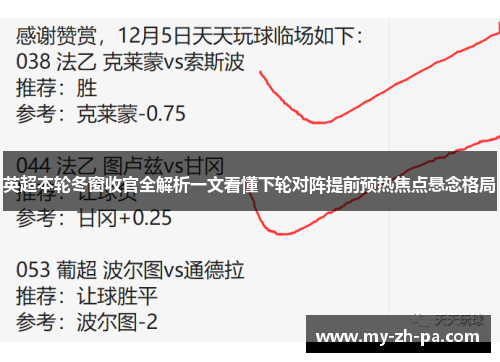 英超本轮冬窗收官全解析一文看懂下轮对阵提前预热焦点悬念格局